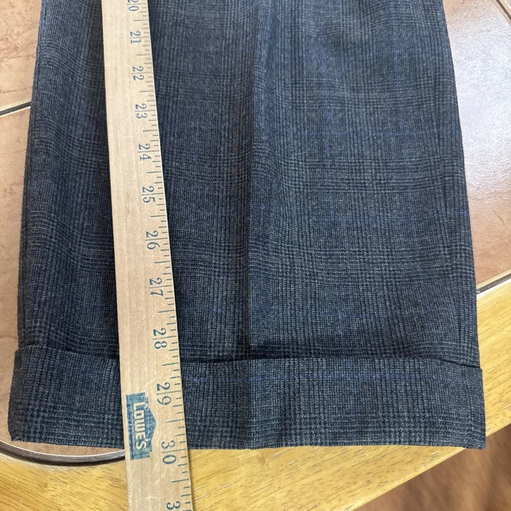 Jos‎ A Bank Sz 44L Suit Jacket Pants 38 x 30 2Pc Gray Blue Glen Plaid 100% Wool